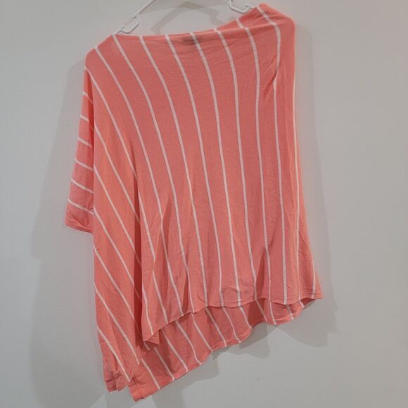 Talbots Womens Poncho Sweater Size Xs Pink White Striped Coastal Beach - Picture 4 of 6